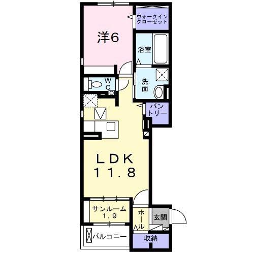 クラッシーコート(1LDK/1階)の間取り写真