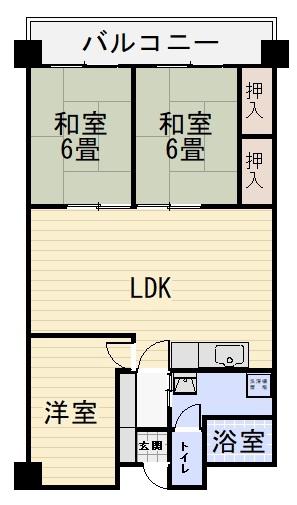 ガーデン城内(2LDK/2階)の間取り写真