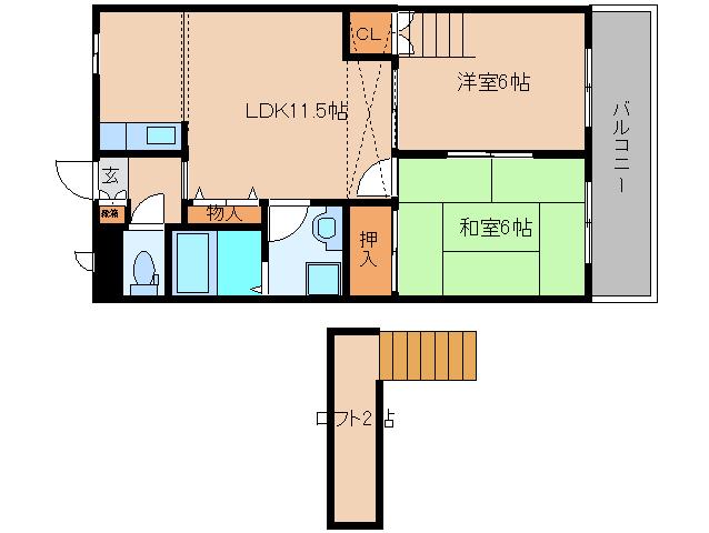 サンヒルズ(2LDK/2階)の間取り写真