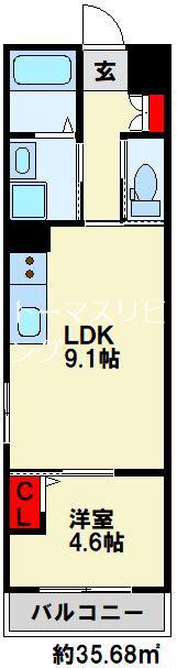クリンピアMK(1LDK/1階)の間取り写真