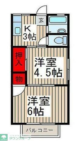 エステートパレス入間(2K/2階)の間取り写真