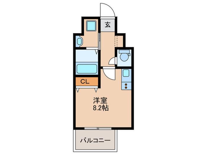 SQUARE箱崎(ワンルーム/2階)の間取り写真