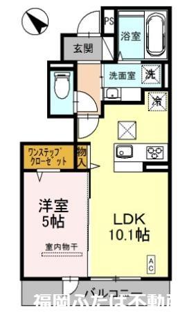 プレジール下大利 弐番館(1LDK/1階)の間取り写真
