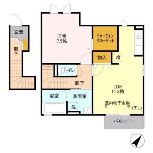 フローラI(1LDK/2階)の間取り写真