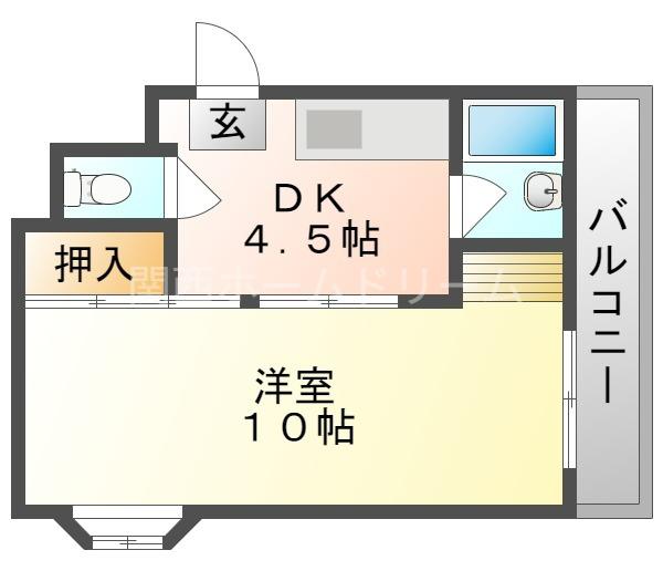 サニーハイツ根上(1DK/1階)の間取り写真