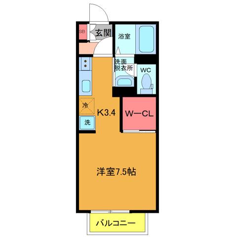 AQABAHOUSEI(ワンルーム/1階)の間取り写真