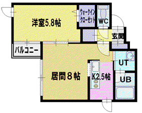 ボーンビルドⅡ(1LDK/4階)の間取り写真