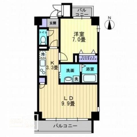 フィール上之町(1LDK/5階)の間取り写真