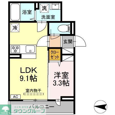 レ・プリューム(1LDK/3階)の間取り写真
