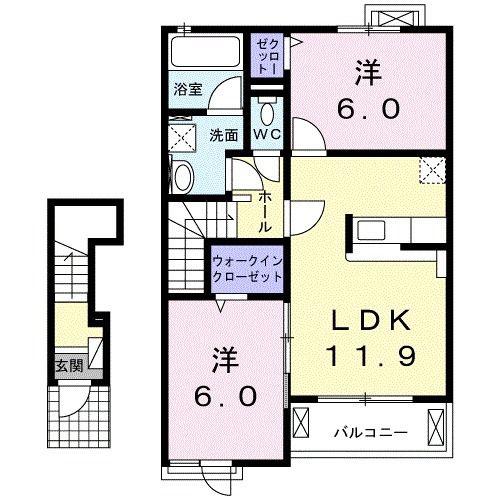 プレシャスNK I(2LDK/2階)の間取り写真