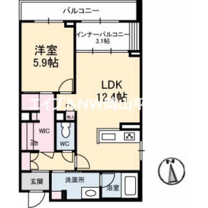 フェリシエール(1LDK/3階)の間取り写真