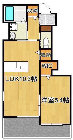 R514(1LDK/1階)の間取り写真