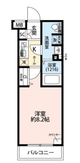プレール・ドゥーク経堂(1K/2階)の間取り写真