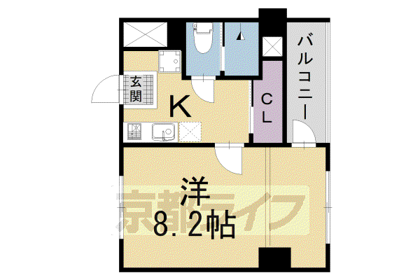 JFORT祇園四条(1K/1階)の間取り写真