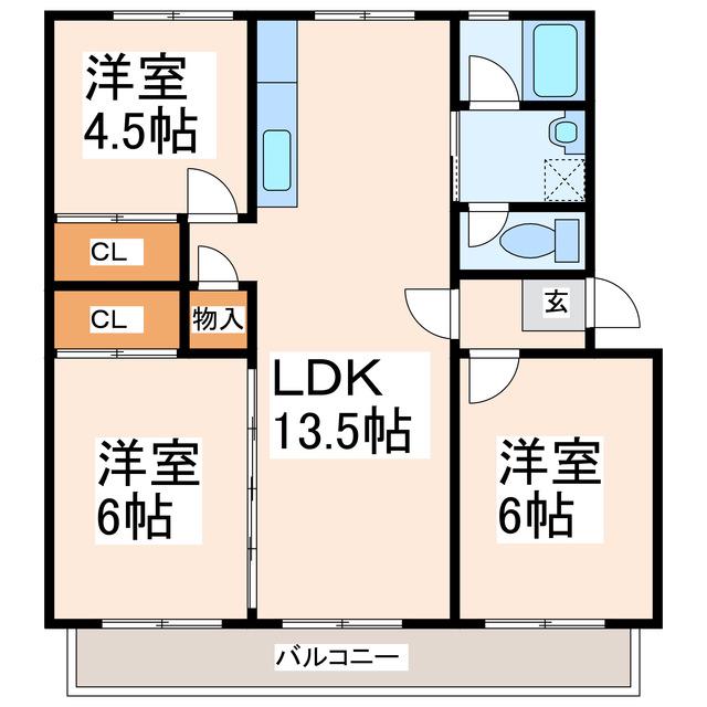 シャトー出水飛鳥(3LDK/2階)の間取り写真