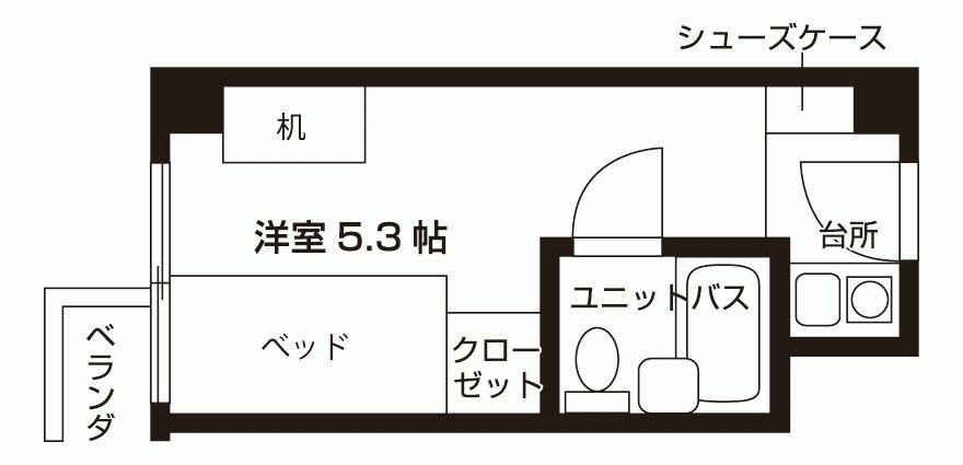 吉祥寺クローバーハイツ(ワンルーム/1階)の間取り写真