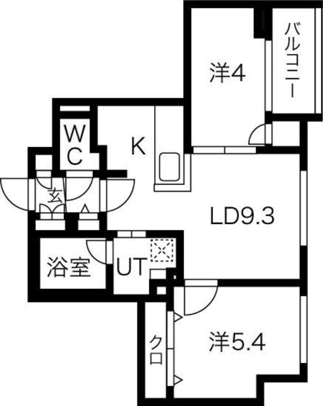 クラッセ札幌シティアクシア・サウステラス(2LDK/2階)の間取り写真