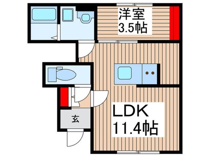 リーブルファイン川口東本郷(1LDK/1階)の間取り写真