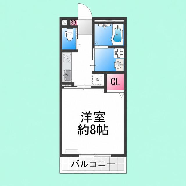 ロイヤルコート津久野(1K/2階)の間取り写真