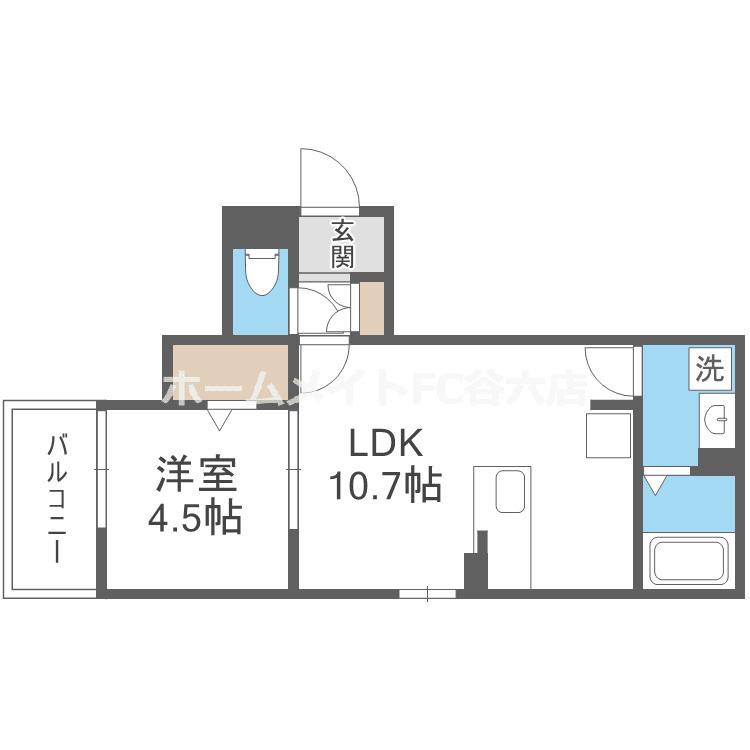 IL MIO CORTE高殿(1LDK/3階)の間取り写真