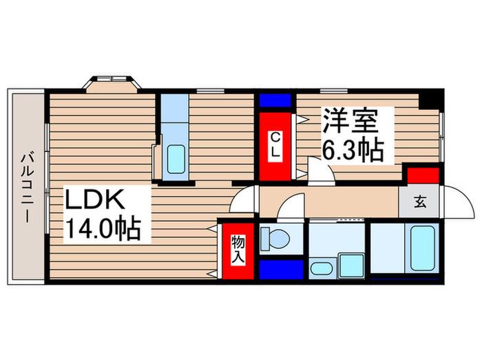 プリマヴェーラ(1LDK/2階)の間取り写真