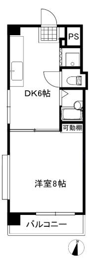 橘センタービル(1DK/4階)の間取り写真
