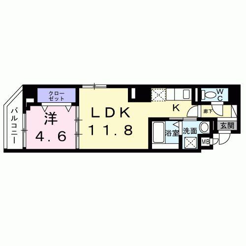 ハルモニア(1LDK/4階)の間取り写真