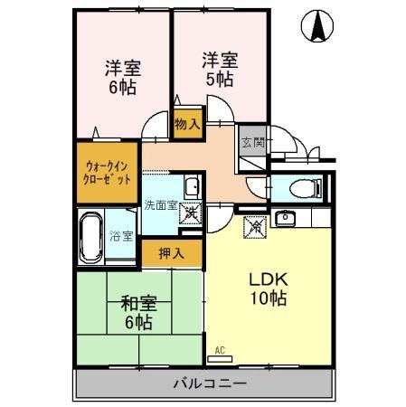 ロビュスト三栄II(3LDK/2階)の間取り写真