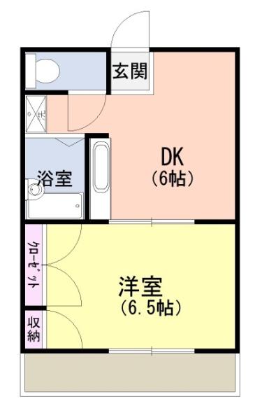 ローズガーデン(1DK/1階)の間取り写真