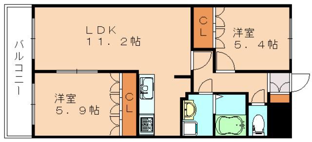 フローラルコート(2LDK/1階)の間取り写真