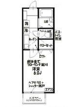 グランガーデン京急田浦(1K/2階)の間取り写真