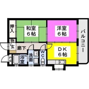 プチメゾン茜(2DK/2階)の間取り写真