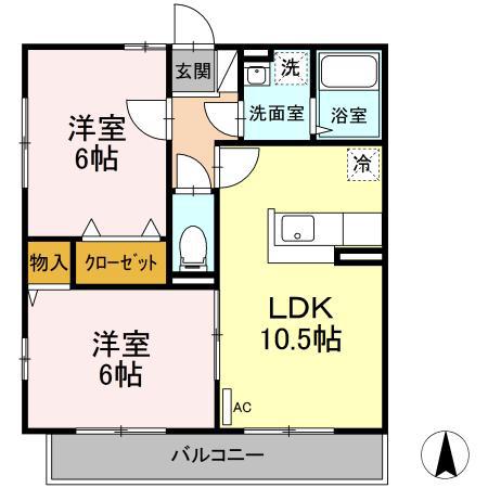 プレミール日吉(2LDK/2階)の間取り写真