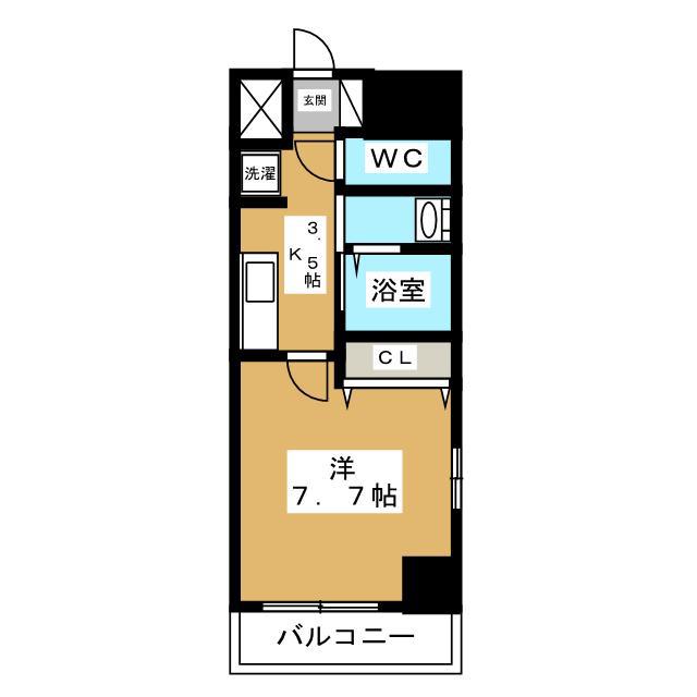 セシル立川(1K/4階)の間取り写真