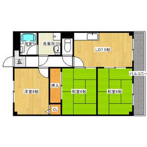シャルム2番館(2LDK/4階)の間取り写真