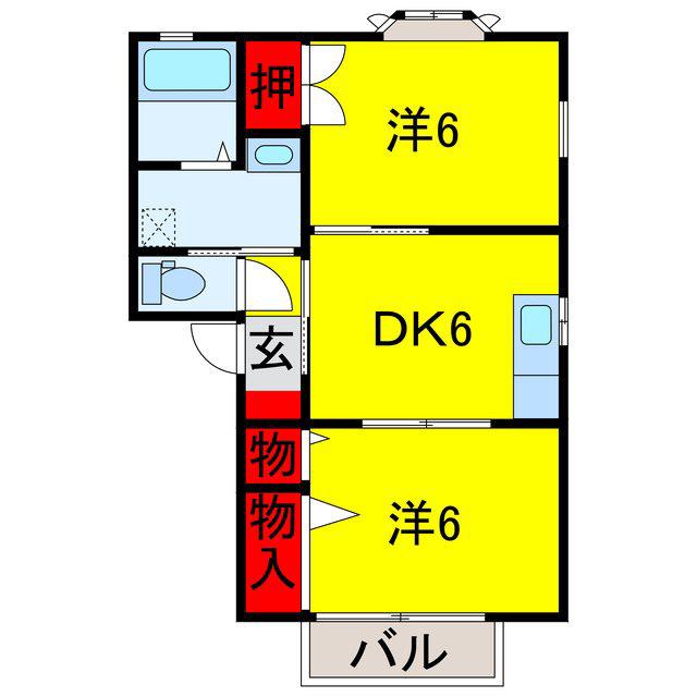 ガーデンハウス辰巳台(2DK/1階)の間取り写真