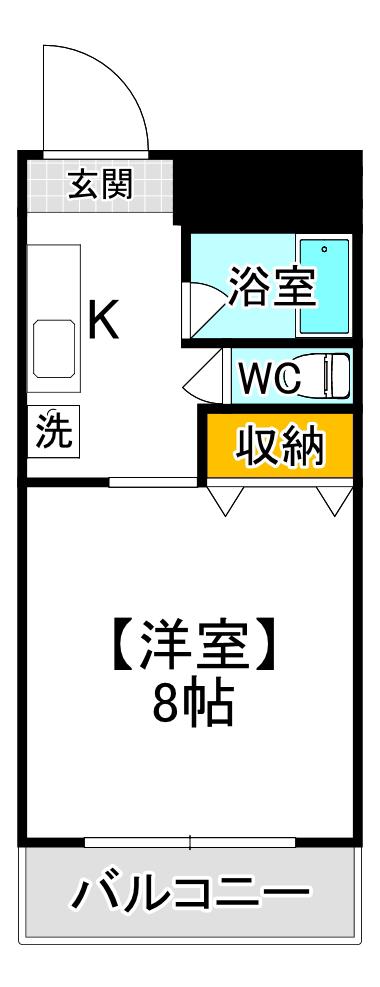 サンハイツやまと(1K/4階)の間取り写真