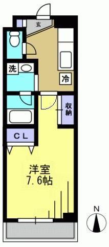 ビバス萩中(1K/3階)の間取り写真