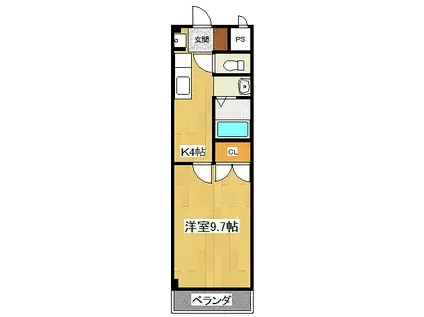 ワイズスクエア(1K/4階)の間取り写真