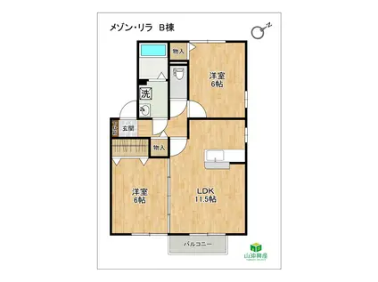 メゾン・リラ B棟(2LDK/1階)の間取り写真