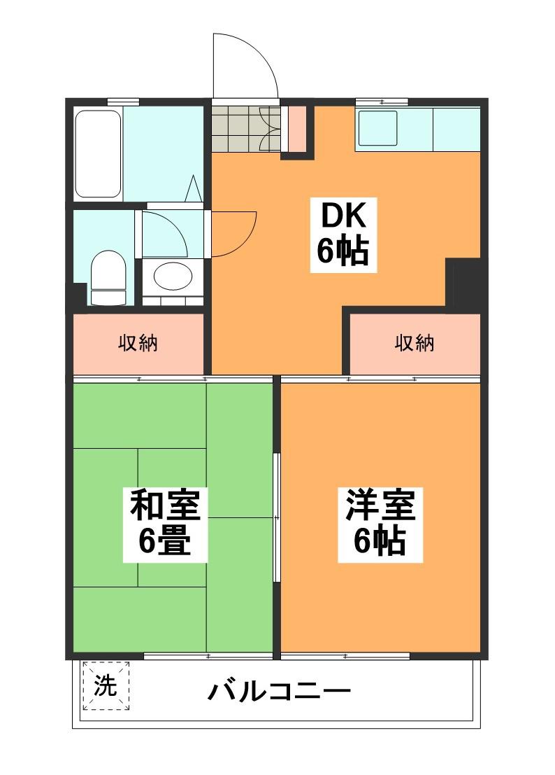 マンション築地(2DK/1階)の間取り写真