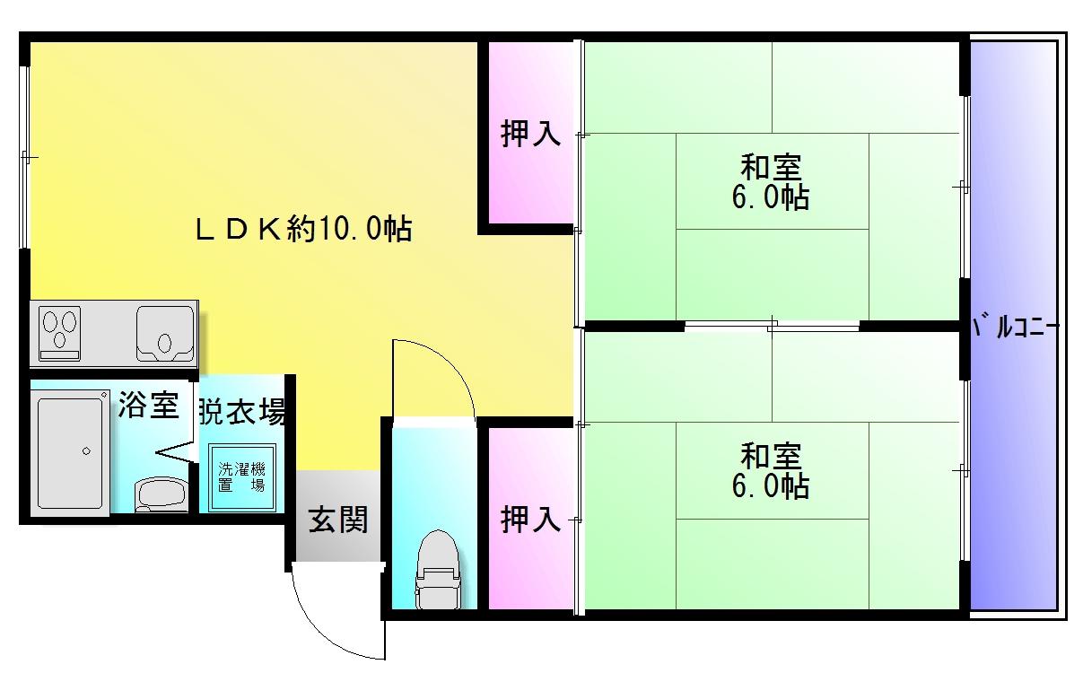 プレジール鹿野(2LDK/2階)の間取り写真