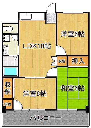関門スカイプラザビル(3LDK/4階)の間取り写真