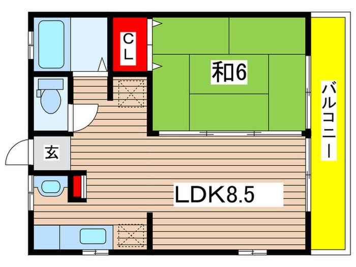 上アパート(1LDK/2階)の間取り写真