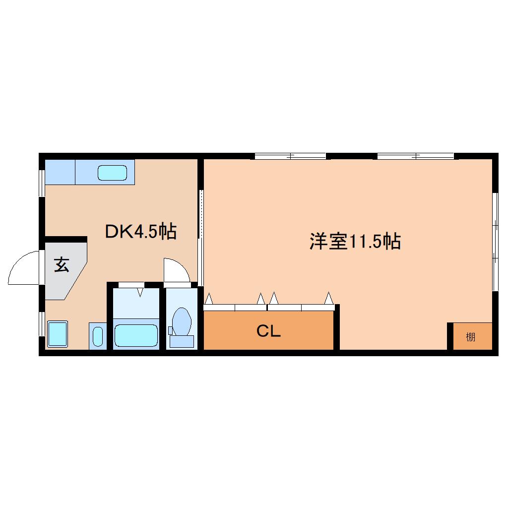 松葉マンション(1DK/3階)の間取り写真