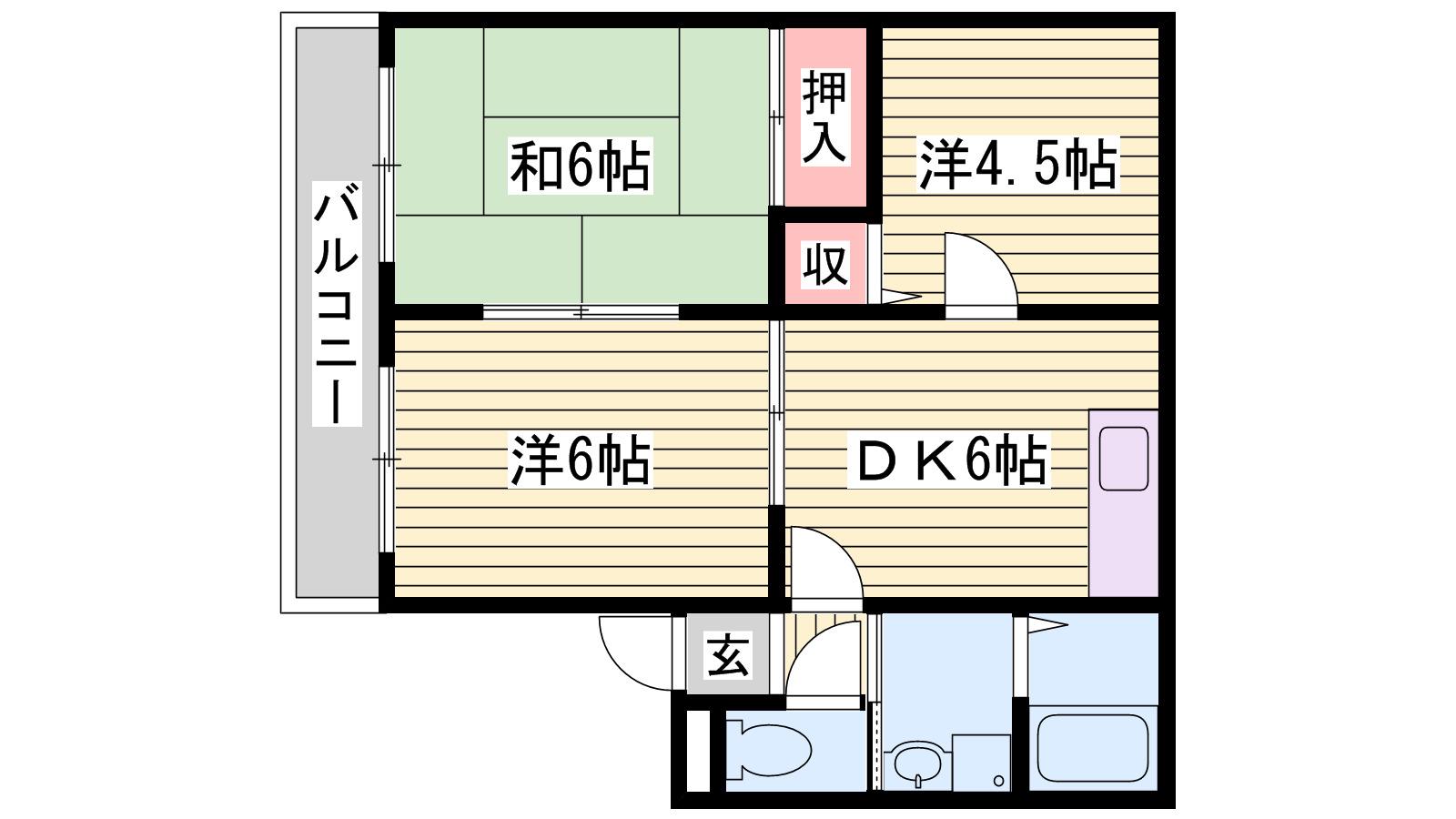 エスポワールB(3DK/2階)の間取り写真