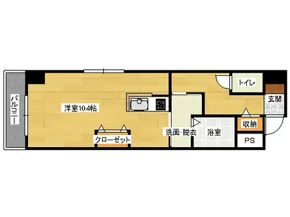 大手町グレースヒル(ワンルーム/9階)の間取り写真