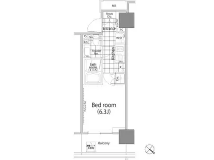 パークハビオ赤坂タワー(1K/17階)の間取り写真