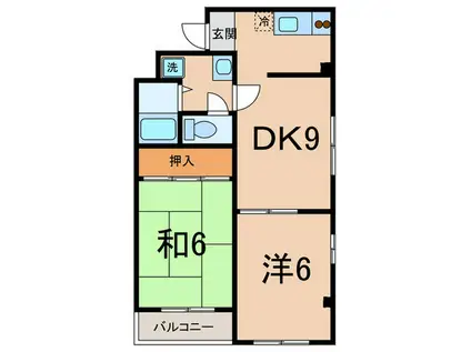 ヒルサイド鶴見(2DK/3階)の間取り写真