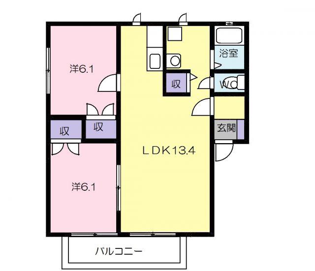 ウエストアベニュー(2LDK/1階)の間取り写真